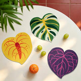 Colorful Banana Leaf Coaster Tropical Plant Absorbent Anti-Slip Cup Mat Creative Table Placemat Boho Home Dining Room Decor
