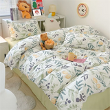 Ins Pink Bedding Set Bed Flat Sheet Pillowcase Twin Full Queen Princess Style Bed Linen Kids Girls Floral Duvet Cover