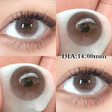 Colored Contact Lens Nature Brown 2 Pcs Year New Lenses with Myopia Degree Grade 0.00- 8.00 Soft Lens