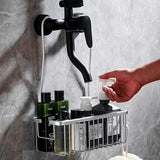 Space Aluminum Shower Caddy Wall-Mounted Bathroom Organizer for Shampoo Soap Contemporary Style Multi-Purpose Storage Basket