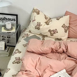 ins Nordic style floral bed sheet four-piece set quilt cover universal for four seasons single dormitory three-piece bedding