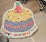 Ins Style Cute Cake Pattern Area Rug Faux Cashmere Soft Bedroom Bedside Mat Kawaii Room Decor Small Floor Carpet Non-slip