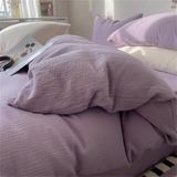Ins Four Piece Set of Washed Cotton Striped Duvet Cover Set, Simple Bed Sheets, and a Three Piece Set for Student Dormitories