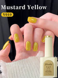 1pc 15ml Mustard Yellow Gel Nail Polish Starter Pure Soak Off No Wipe Nail Gel Polish Suitable For All Seasons