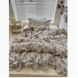 Cute Princess Fashion Lattice Bedding Set Bed Sheet AB Double Sided Ruffle Flower Quilt Cover Pillowcase Bedclothes Home Textile