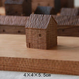 Walnut Wood House Decoration Ornaments Nordic Handmade Wooden Architecture Miniature Craft Work Home Kids Room Nursery Decor