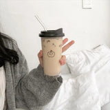 Kawaii Tritan Water Bottle For Juice Milk Tea Coffee Plastic Leak-proof Drinking Bottle Portable Water Cups For Girl BPA Free