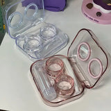 New Style Contact Lenses Case Plastic Include Tweezers Suction Set  Portable Contact Lens Box for Women Travel Hot Sale