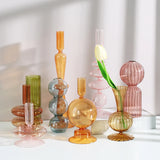 Nordic Glass candle holders, romantic Dinner home decoration, candlestick for birthday wedding, candle holder portavelas decor