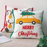 Christmas Decoration Cushion Cover Santa Snowflake Pillow Case Cotton Square Embroidery Pillow Cover 45x45cm