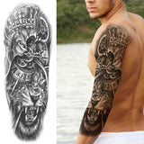 Full Arm Temporary Tattoos Sleeve For Men Women Realistic Fake Tatoos Warrior Lion Tiger Flower Tatoo Sticker Black Totem Maori
