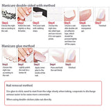 24pcs Black Gradients Long Paragraph Fashion Manicure Patch Reusable Adhesive False Nails Almond Fake Nails Press On Stiletto