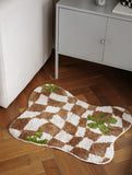 Irregular Grids Bathroom Mat Soft Fluffy Entrance Carpet Area Floor Pad Doormat Bedroom Aesthetic Home Room Decor 55x70cm