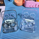 New Style Contact Lenses Case Plastic Include Tweezers Suction Set  Portable Contact Lens Box for Women Travel Hot Sale