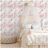 White Pink Peel and Stick Wallpaper Removable Fresh Peony Self-Adhesive Prepasted Wallpaper Waterproof Extra Thick Wall Mural