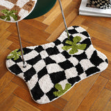 Irregular Grids Bathroom Mat Soft Fluffy Entrance Carpet Area Floor Pad Doormat Bedroom Aesthetic Home Room Decor 55x70cm