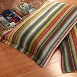 Rainbow Stripe Print 100% Cotton Quilt Set 3-Piece Lightweight Summer Bedspread Minimalist Reversible Home Decor Comforter