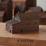 Walnut Wood House Decoration Ornaments Nordic Handmade Wooden Architecture Miniature Craft Work Home Kids Room Nursery Decor
