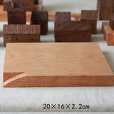 Walnut Wood House Decoration Ornaments Nordic Handmade Wooden Architecture Miniature Craft Work Home Kids Room Nursery Decor