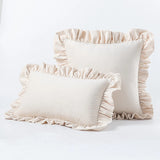 Velvet White Throw Pillow Cover with Ruffle Farmhouse Rustic Vintage Decorative Square Pillowcases Cushion Throw Pillow