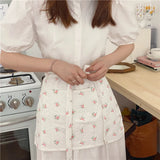 Korean style French retro girl romantic floral apron elegant cotton kitchen picnic baking