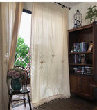 Linen Hollow Solid Curtain Handmade Crochet Bottom Stitching 70% Blackout Window Curtain Customizable for Living Room