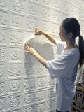 Pastoral style wallpaper self-adhesive waterproof and moisture-proof 3D stereo wall stickers warm bedroom living room background