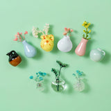 3-10pcs Set Mini Ceramics Vase Fridge Magnets Label Mini Bonsai Magnet Button Potted Simulation Flower Vase Refrigerator Message