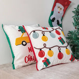 Christmas Decoration Cushion Cover Santa Snowflake Pillow Case Cotton Square Embroidery Pillow Cover 45x45cm