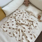 Bear Print Baby Blankets Newborn Muslin Cotton Gauze Swaddle Wrap Bedding Infant Girls Boys Sleeping Blanket Babies Accessories