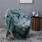 Textile City Nordic Style Throw Blanket Mermaid Pattern Blanket For Bed Living Room Tapestry Carpet Sofa Blanket Cover Bedspread