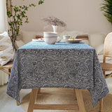 Japanese Style Cotton Linen Tablecloth Washable Rectangular Blue Sea Ripple Home Coffee Dining Table Fireplace Microwave Cover