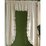 Short Coffee Curtain Retro Hollow Hem Wear Pole Triangular Curtains for Bar Kitchen Cabinet Door and Window