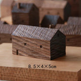 Walnut Wood House Decoration Ornaments Nordic Handmade Wooden Architecture Miniature Craft Work Home Kids Room Nursery Decor