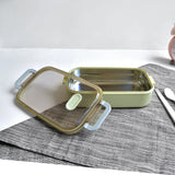 Lunch Box Stainless Steel 900ml-capacity Microwave Heating Portable Dinne Food Containers Adults Lady Kids