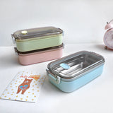 Lunch Box Stainless Steel 900ml-capacity Microwave Heating Portable Dinne Food Containers Adults Lady Kids