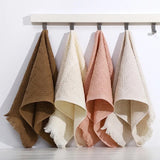 New Japanese Style Family Shower Towels Bathroom Solid Absorbent Hand Towel Cotton Bath Beach Towel with Tassel