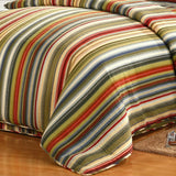 Rainbow Stripe Print 100% Cotton Quilt Set 3-Piece Lightweight Summer Bedspread Minimalist Reversible Home Decor Comforter