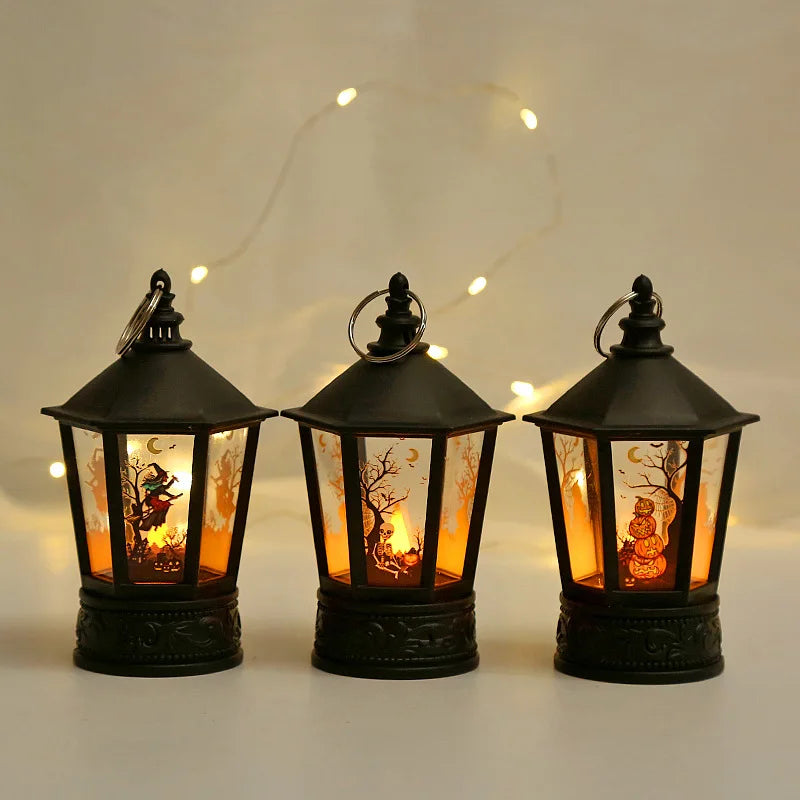 Halloween Decoration Electronic Candle Light Retro Pumpkin Witch Human Skeleton Night Light LED Lamp Halloween Decoration
