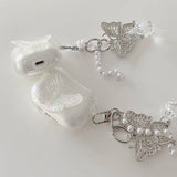 3D Cute Butterfly Funda for Airpods Pro 2 Case Soft Clear Earphone Accessorie Cover for Air Pods 1 2 3 Case Pendant Pearl Chain