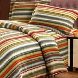 Rainbow Stripe Print 100% Cotton Quilt Set 3-Piece Lightweight Summer Bedspread Minimalist Reversible Home Decor Comforter