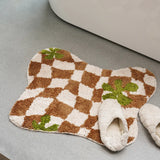 Irregular Grids Bathroom Mat Soft Fluffy Entrance Carpet Area Floor Pad Doormat Bedroom Aesthetic Home Room Decor 55x70cm