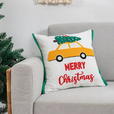 Christmas Decoration Cushion Cover Santa Snowflake Pillow Case Cotton Square Embroidery Pillow Cover 45x45cm