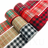 6M/Roll Craft Ribbon Imitation Hemp Ribbon Wire Wire Edge Linen Ribbon Christmas Decoration Red and Green Snowflake Plaid Ribbon