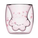 Cat Claw/Paw Cup Double Glass Coffee Mug Cartoon Cute Cat Milk Juice Cup Home Office Cafe Tazas Best Gift for Festival