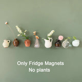 3-10pcs Set Mini Ceramics Vase Fridge Magnets Label Mini Bonsai Magnet Button Potted Simulation Flower Vase Refrigerator Message