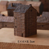 Walnut Wood House Decoration Ornaments Nordic Handmade Wooden Architecture Miniature Craft Work Home Kids Room Nursery Decor