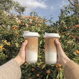 Kawaii Tritan Water Bottle For Juice Milk Tea Coffee Plastic Leak-proof Drinking Bottle Portable Water Cups For Girl BPA Free