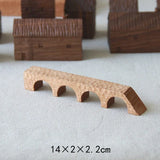 Walnut Wood House Decoration Ornaments Nordic Handmade Wooden Architecture Miniature Craft Work Home Kids Room Nursery Decor