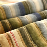 Rainbow Stripe Print 100% Cotton Quilt Set 3-Piece Lightweight Summer Bedspread Minimalist Reversible Home Decor Comforter